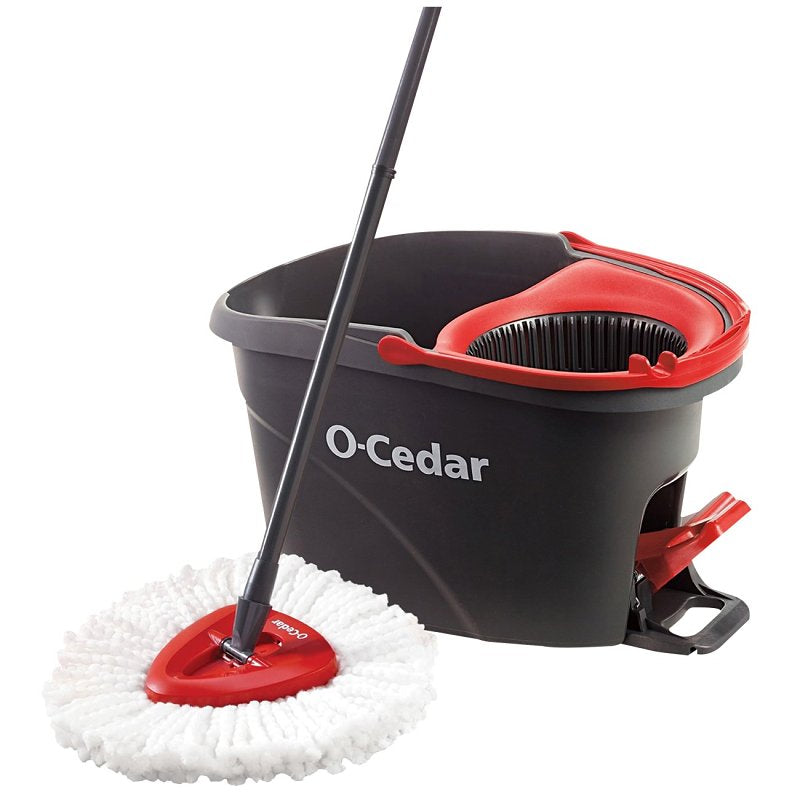 O-CEDAR O-Cedar EasyWring 148473 Spin Mop and Bucket System, Microfiber Mop Head, Red Mop Head, Metal Handle