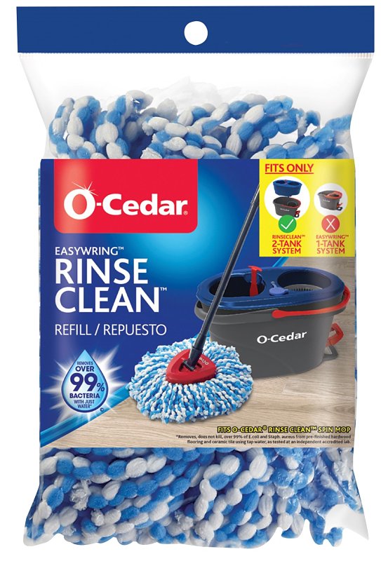 O-CEDAR O-Cedar 168738 Rinse Clean Mop Refill, Microfiber, Blue/White