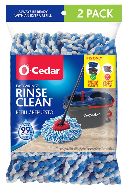 O-CEDAR O-Cedar EasyWring RinseClean 172092 Spin Mop Refill, Microfiber, Blue/White