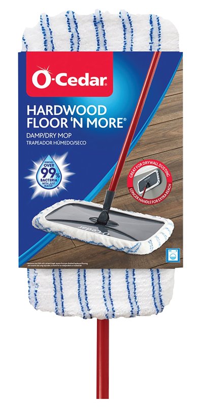 O-CEDAR O-Cedar Floor N' More 168120 Dust Mop, 9 in W Head, 2.63 in L Head, Microfiber Head, Plastic Handle, 59-1/2 in L