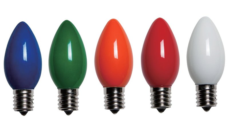 SANTAS FOREST Santas Forest 25780 LED Filament Retro Replacement Bulb, Opaque, C7, Multi Color