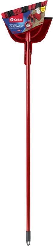 O-CEDAR O-Cedar PowerCorner 158610 Angle Broom with Dustpan, 12 in Sweep Face, Plastic Bristle, Black Bristle, 55 in L
