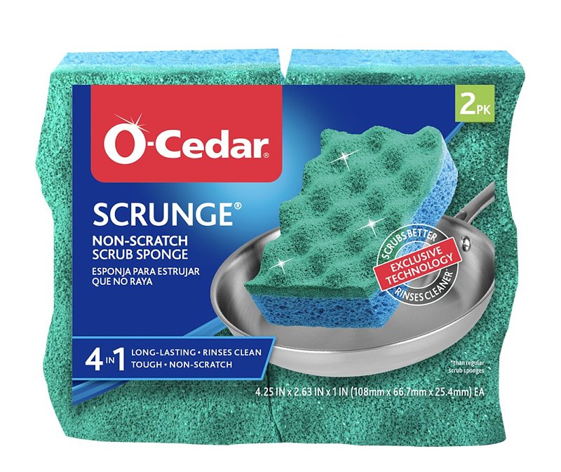 O-CEDAR O-Cedar 169431 Medium-Duty Scrubber Sponge, 4-1/4 in L, 2.63 in W, Blue/Green CLEANING & JANITORIAL SUPPLIES O-CEDAR