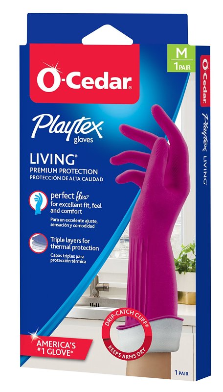 O-CEDAR Playtex Living Series 166119 Reusable Gloves, M, Latex/Neoprene/Nitrile, Gray CLEANING & JANITORIAL SUPPLIES O-CEDAR