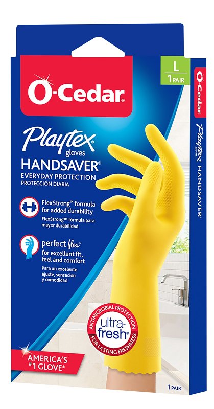 O-CEDAR Playtex HandSaver 163673 Reusable Gloves, L, Latex/Neoprene/Nitrile, Yellow CLEANING & JANITORIAL SUPPLIES O-CEDAR