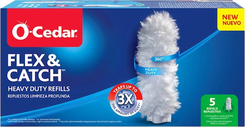 O-CEDAR O-Cedar Flex & Catch 172172 Dusting Refill, 5 in Head, Microfiber Head, 3 ft L Handle, White CLEANING & JANITORIAL SUPPLIES O-CEDAR