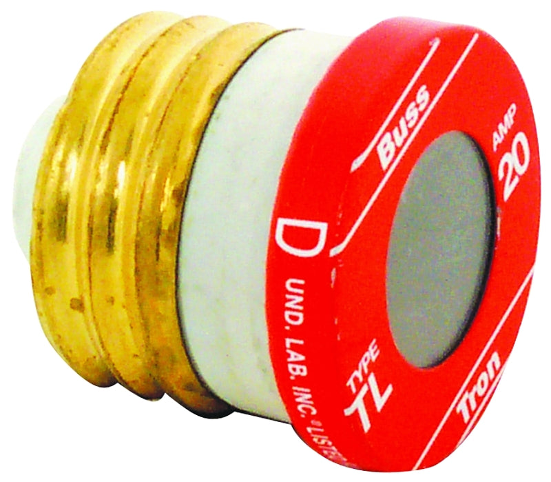 BUSSMANN Bussmann TL-20 Plug Fuse, 20 A, 125 V, 10 kA Interrupt, Plastic Body, Time Delay Fuse, Low Voltage ELECTRICAL BUSSMANN