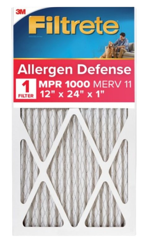 FILTRETE Filtrete 9820-4 Air Filter, 24 in L, 12 in W, 11 MERV, 1000 MPR, Polypropylene Frame