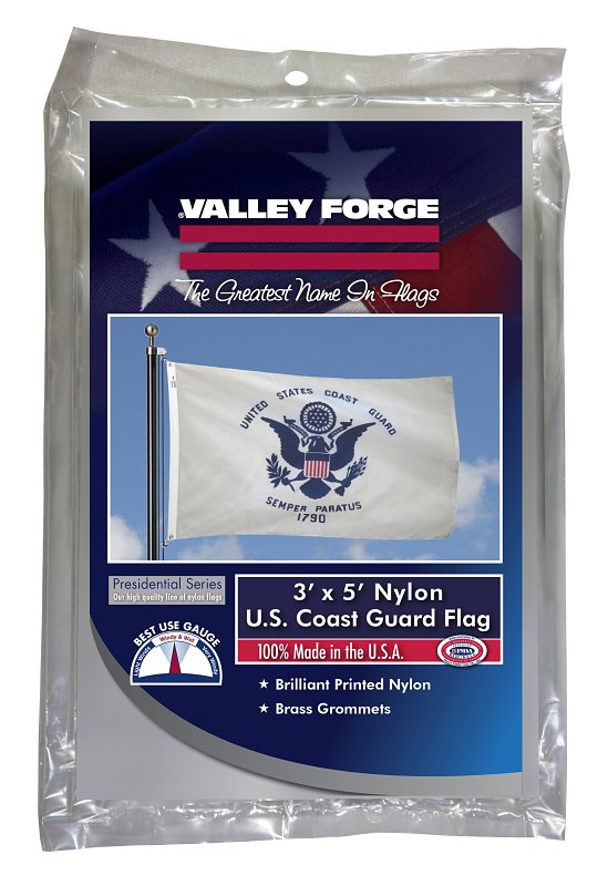 VALLEY FORGE FLAG Valley Forge BTUSCG3 Coast Guard Military Flag, Nylon, 5 ft L, 3 ft W APPLIANCES & ELECTRONICS VALLEY FORGE FLAG