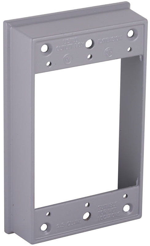HUBBELL Hubbell 5406-0 Weatherproof Extension Ring, 1 in D, Horizontal, Vertical, Aluminum, Gray