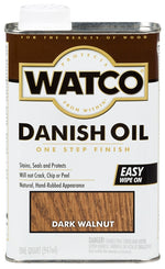 WATCO Watco 242220 Danish Oil, Dark Walnut, Liquid, 1 qt, Can PAINT WATCO