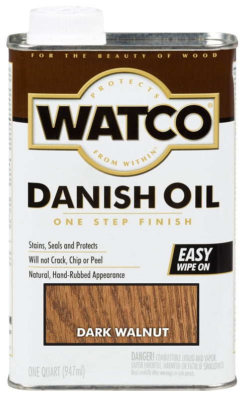WATCO WATCO 242220 Danish Oil, 172 sq-ft Coverage Area, Dark Walnut, Liquid, 1 qt Can