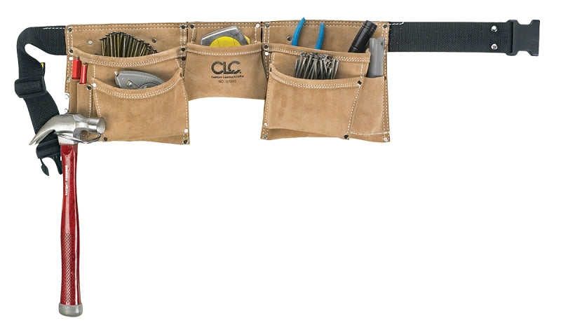 HULTAFORS CLC Tool Works Series I370X3 Work Apron, 29 to 46 in Waist, Suede Leather, Tan, 8-Pocket