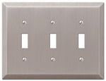 AMERELLE Amerelle Century 163TTTBN Wallplate, 4-15/16 in L, 6-1/2 in W, 3 -Gang, Steel, Brushed Nickel ELECTRICAL AMERELLE