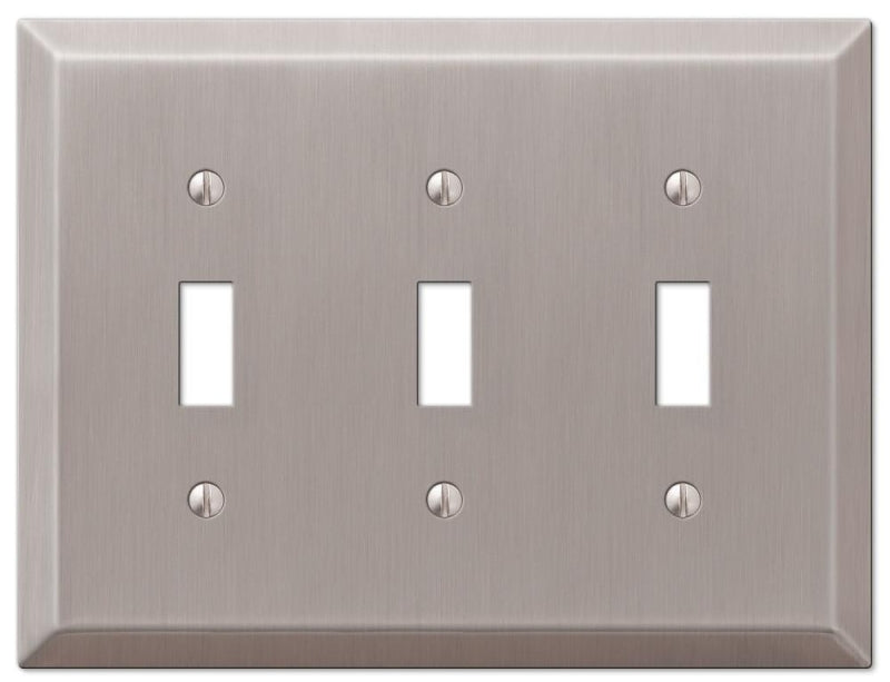 AMERELLE Amerelle Century 163TTTBN Wallplate, 4-15/16 in L, 6-1/2 in W, 3 -Gang, Steel, Brushed Nickel ELECTRICAL AMERELLE