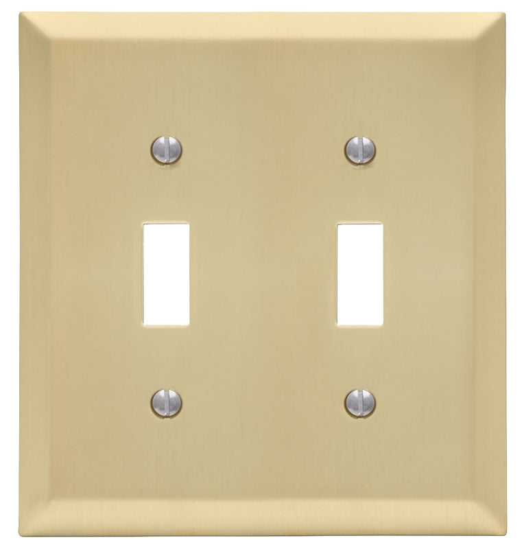 AMERELLE Amerelle 163TTSB Wallplate, 4-15/16 in L, 4-9/16 in W, 2 -Gang, Steel, Satin Brass ELECTRICAL AMERELLE