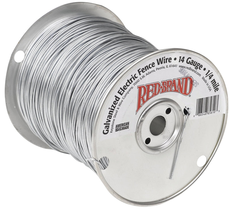 KEYSTONE WIRE Red Brand 85610 Electric Fence Wire, 14 ga Wire, Steel Conductor, 1/4 mile L