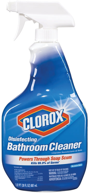 CLOROX Clorox 08033 Bathroom Cleaner, 30 oz Bottle, Liquid, Citrus, Clear
