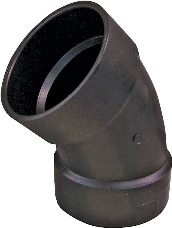 IPEX USA LLC-CANPLAS Thrifco Plumbing 6792504 1/8 Bend Pipe Elbow, 4 in, Hub, 45 deg Angle, ABS, Black