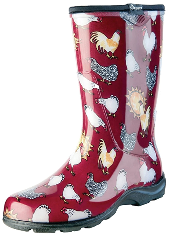 SLOGGERS Sloggers 5016CBR-10 Rain and Garden Boots, 10 in, Chicken, Barn Red