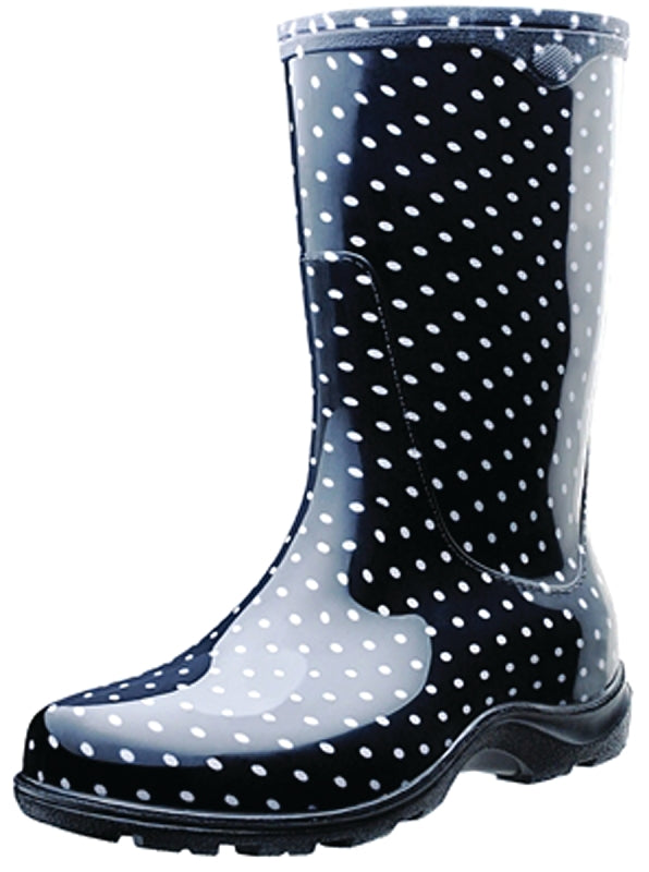 SLOGGERS Sloggers 5013BP-08 Rain and Garden Boots, 8 in, Polka Dot, Black/White