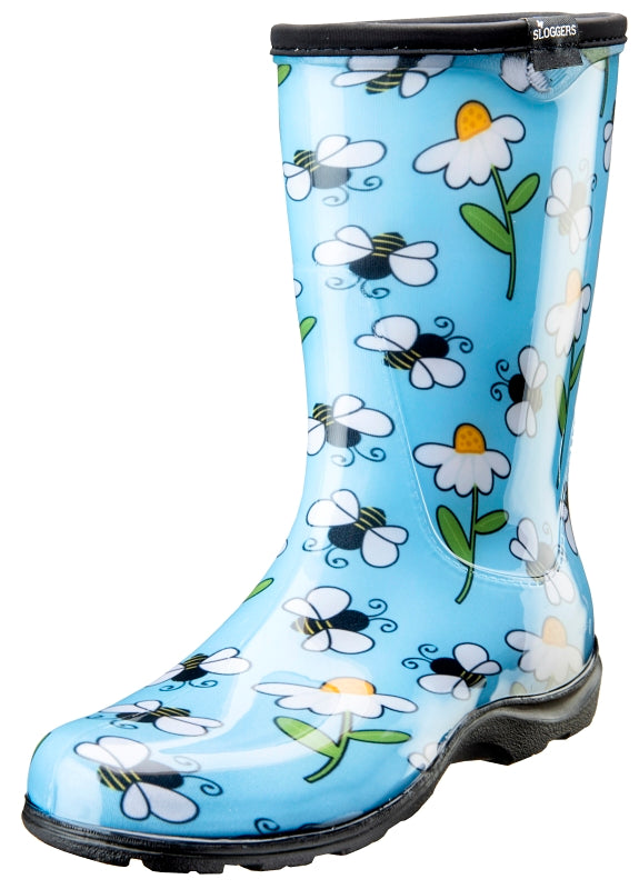 SLOGGERS Sloggers 5020BEEBL10 Rain and Garden Boots, 10, Blue, Bee