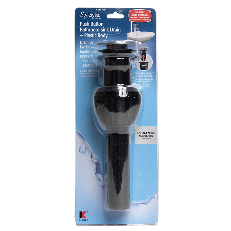 KEENEY Keeney K820-72BN Bathroom Decorative Sink Drain, 1-1/4 in Connection, Plastic, Brushed Nickel PLUMBING, HEATING & VENTILATION KEENEY