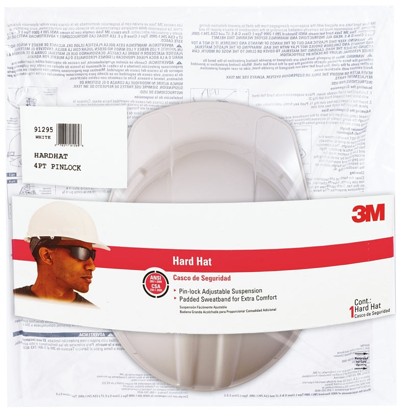 3M 3M CHH-P-W12 Hard Hat, 4-Point Suspension, Polyethylene Shell, White, Class: C, E, G