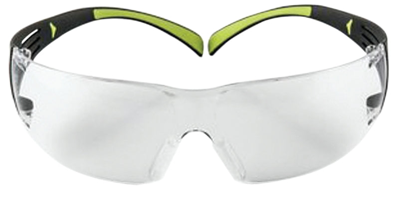 3M 3M SF400C-WV-6 Safety Eyewear, Clear Lens, Neon Green/Black Frame, Anti-Fog, Scratch-Resistant Lens
