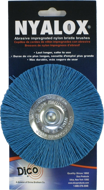 DICO PRODUCTS Dico 541-784-4 Mounted Wheel Brush, 1/4 in Arbor/Shank, Nylon Bristle, 4 in Dia AUTOMOTIVE DICO PRODUCTS