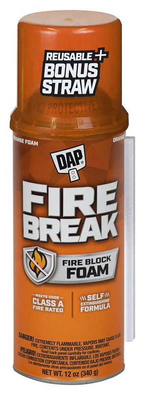 DAP Touch 'n Foam 4004501212 Fire Break Foam Sealant, Amber, 60 to 100 deg F, 12 oz, Can