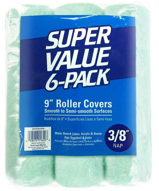 ROLLERLITE RollerLite Economy 9AP038-6PK Roller Cover, 3/8 in Thick Nap, 9 in L, Polyester Cover, Orange PAINT ROLLERLITE
