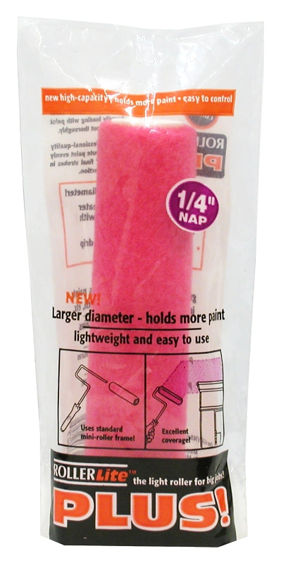 ROLLERLITE RollerLite 68MT025 Roller Cover, Pink, 1/4 in Thick Nap, 6 in L, Dralon Cover, 12/CS PAINT ROLLERLITE