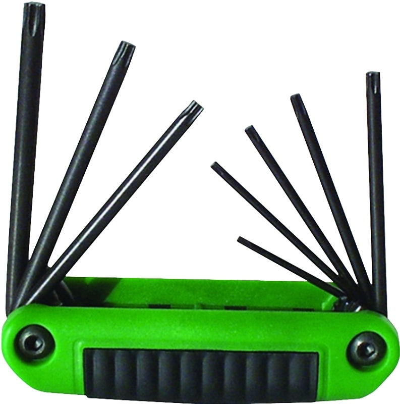 EKLIND Eklind Ergo-Fold Series 25581 Key Set, T8, T10, T15, T20, T25, T27, T30, T40 Drive, Torx Drive, Ergonomic Handle