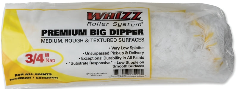 WHIZZ Whizz 52918 Roller Cover, 3/4 in Thick Nap, 9 in L, Woven Fabric Cover PAINT WHIZZ