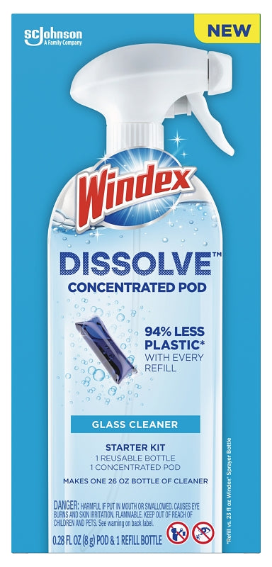 WINDEX Windex Dissolve 00398 Concentrated Cleaner Starter Kit, Dissolve Pod, Solvent-Like, Blue CLEANING & JANITORIAL SUPPLIES WINDEX