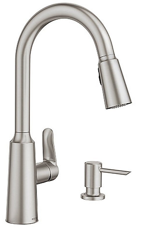 MOEN Moen Edwyn Series 87028SRS Pull-Down Kitchen Faucet, 1.5 gpm, 1-Handle, 1, 4-Faucet Hole, Stainless Steel