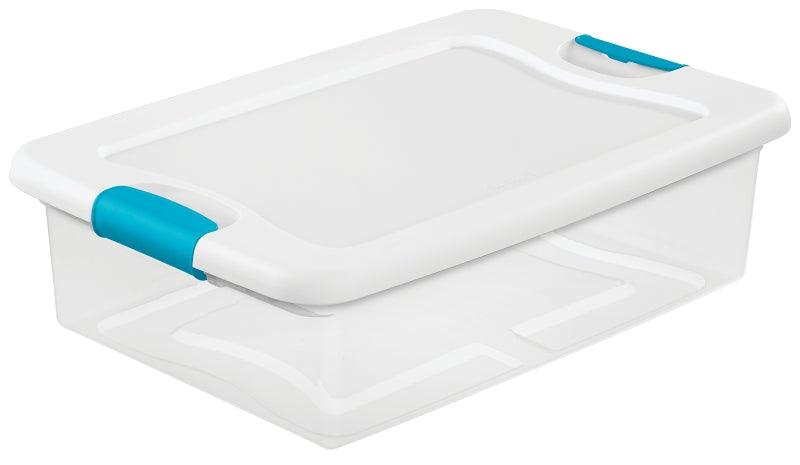 STERILITE Sterilite 14968006 Latching Box, Plastic, Clear/White, 23-3/4 in L, 16 in W, 6-7/8 in H