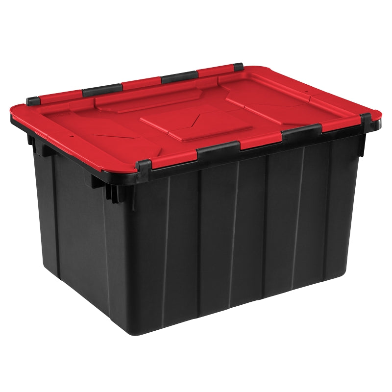 STERILITE Sterilite 14619006 Industrial Tote, Polyethylene, Black/Red, 21-3/4 in L, 15-3/8 in W, 12-1/2 in H