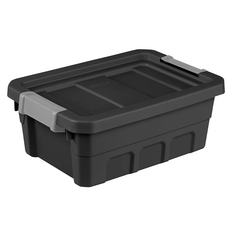 STERILITE Sterilite 14829006 Stacker Tote, Plastic, Black, 18 in L, 12-5/8 in W, 7-1/8 in H