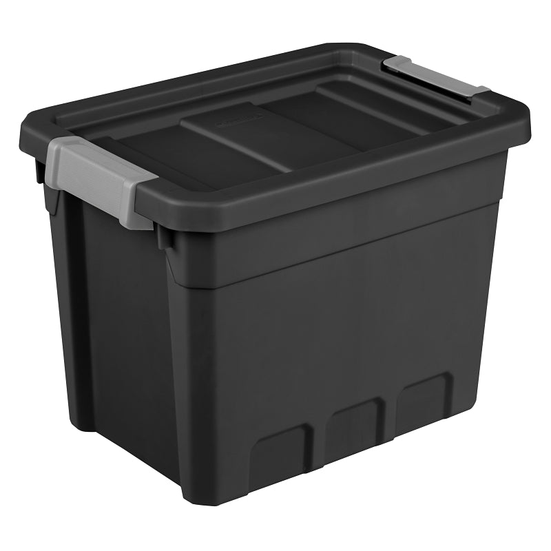STERILITE Sterilite 14839006 Stacker Tote, Plastic, Black, 18 in L, 12-5/8 in W, 13-1/4 in H