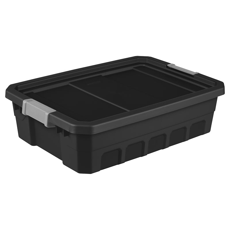 STERILITE Sterilite 14849006 Stacker Tote, Plastic, Black, 25-3/4 in L, 18-3/8 in W, 7-1/4 in H