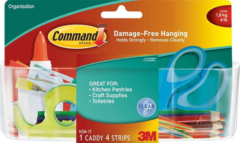 COMMAND Command HOM-15 Large Caddy, 2 lb Capacity, Plastic, Clear