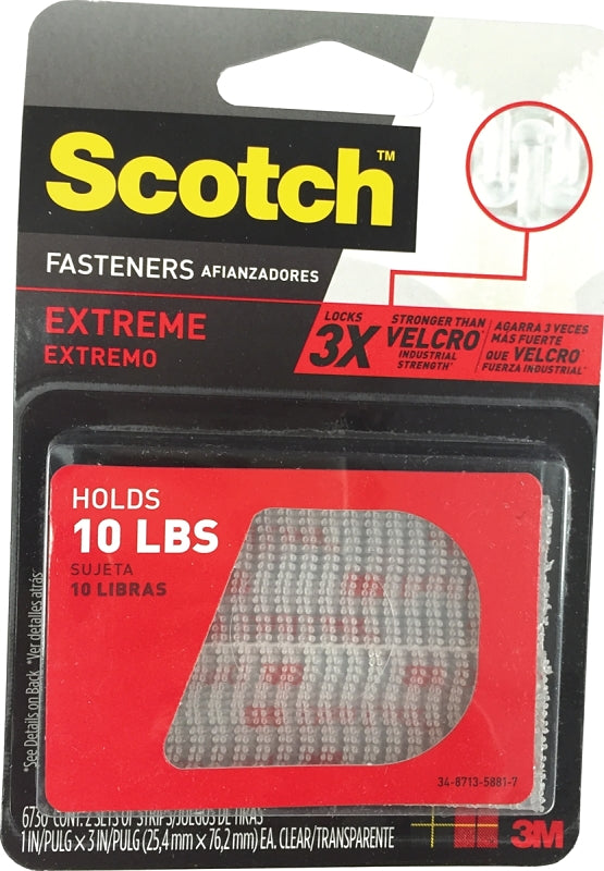 SCOTCH Scotch RF6730 Fastener, 1 in W, 3 in L, Clear, 10 lb, Acrylic Adhesive HARDWARE & FARM SUPPLIES SCOTCH