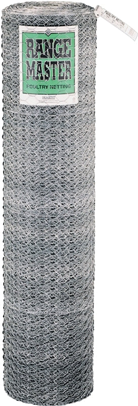 RANGEMASTER Rangemaster 6411 Poultry Netting, 150 ft L, 24 in W, 20 ga Gauge, Hexagonal Mesh, 1 in Mesh, Steel, Galvanized