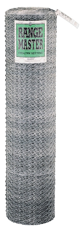 RANGEMASTER Rangemaster 6325 Residential Poultry Netting, 150 ft L, 48 in W, 20 ga Gauge, Hexagonal Mesh, 2 in Mesh, Steel