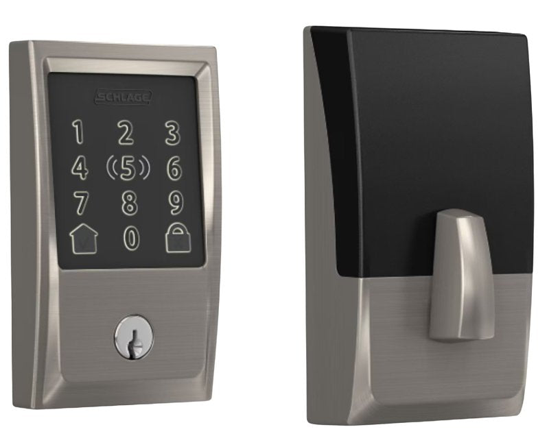 SCHLAGE LOCK Schlage Encode Plus BE499WBV CEN 619 Smart Wi-Fi Deadbolt With Century Trim, 1 Grade, Satin Nickel, C Keyway