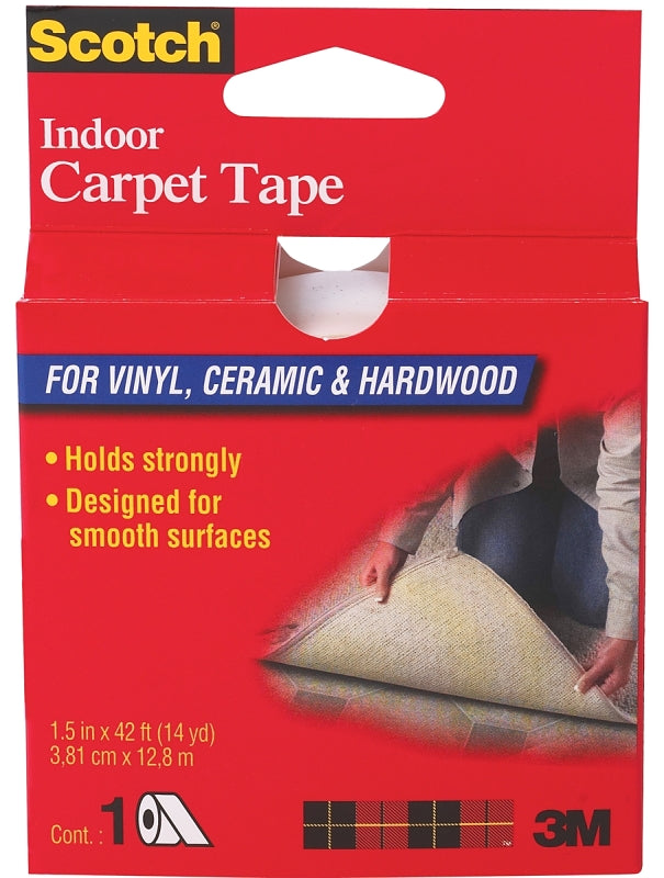 3M Scotch CT2010 Carpet Tape, 42 ft L, 1-1/2 in W, Vinyl Backing