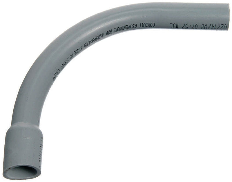 CARLON Carlon UA9AKB-CAR Elbow, 2-1/2 in Trade Size, 90 deg Angle, SCH 40 Schedule Rating, PVC, Bell End, Gray, 1/PK