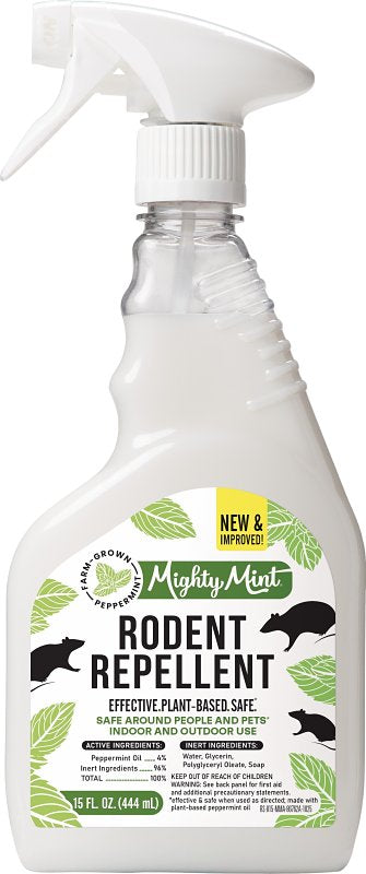 MIGHTY MINT Mighty Mint RS-015-MMA Rodent Repellent, Liquid, White, Peppermint, 15 oz Bottle LAWN & GARDEN MIGHTY MINT